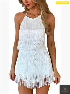 Backless Fringe Halter Romper Western Boho Chic Festival Concert Outfit